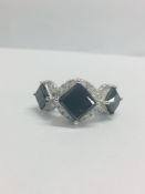 14Ct White Gold Black Diamond Trilogy Ring.