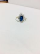 Sapphire Diamond Cluster Ring,