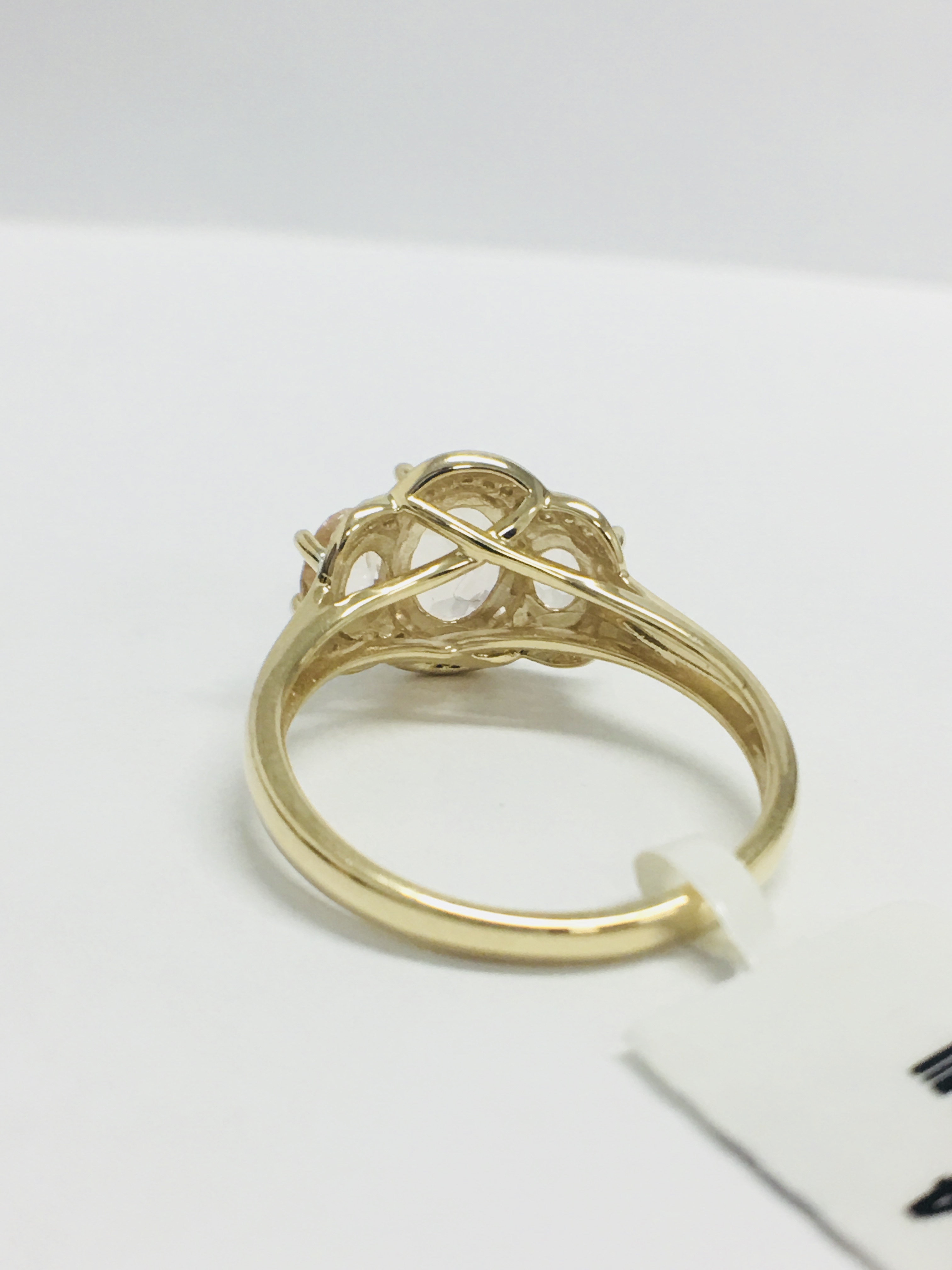 9ct yellow gold morganite and diamond ring - Image 7 of 11