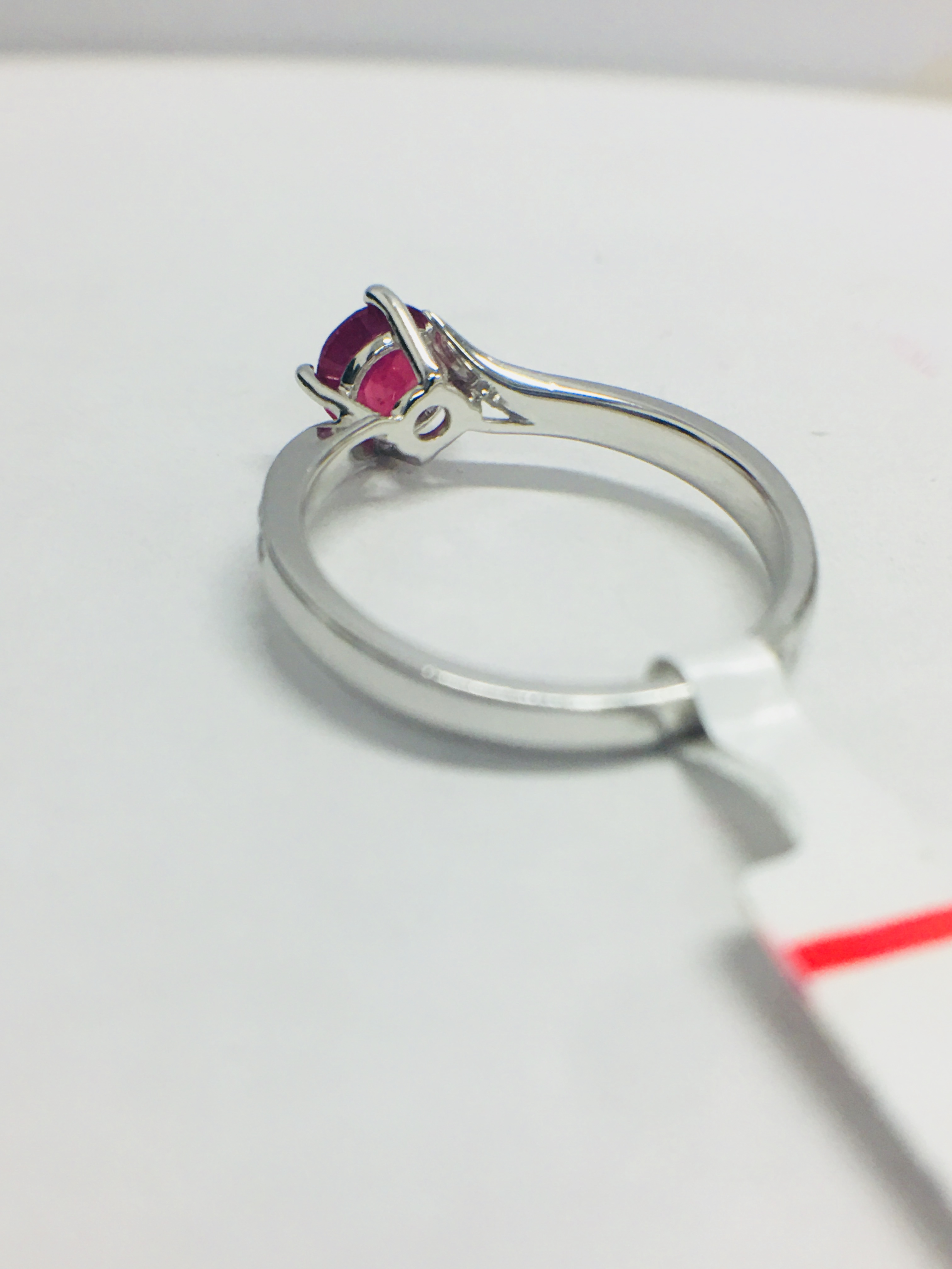 Platinum Ruby Diamond Solitaire Style Ring, - Image 5 of 11