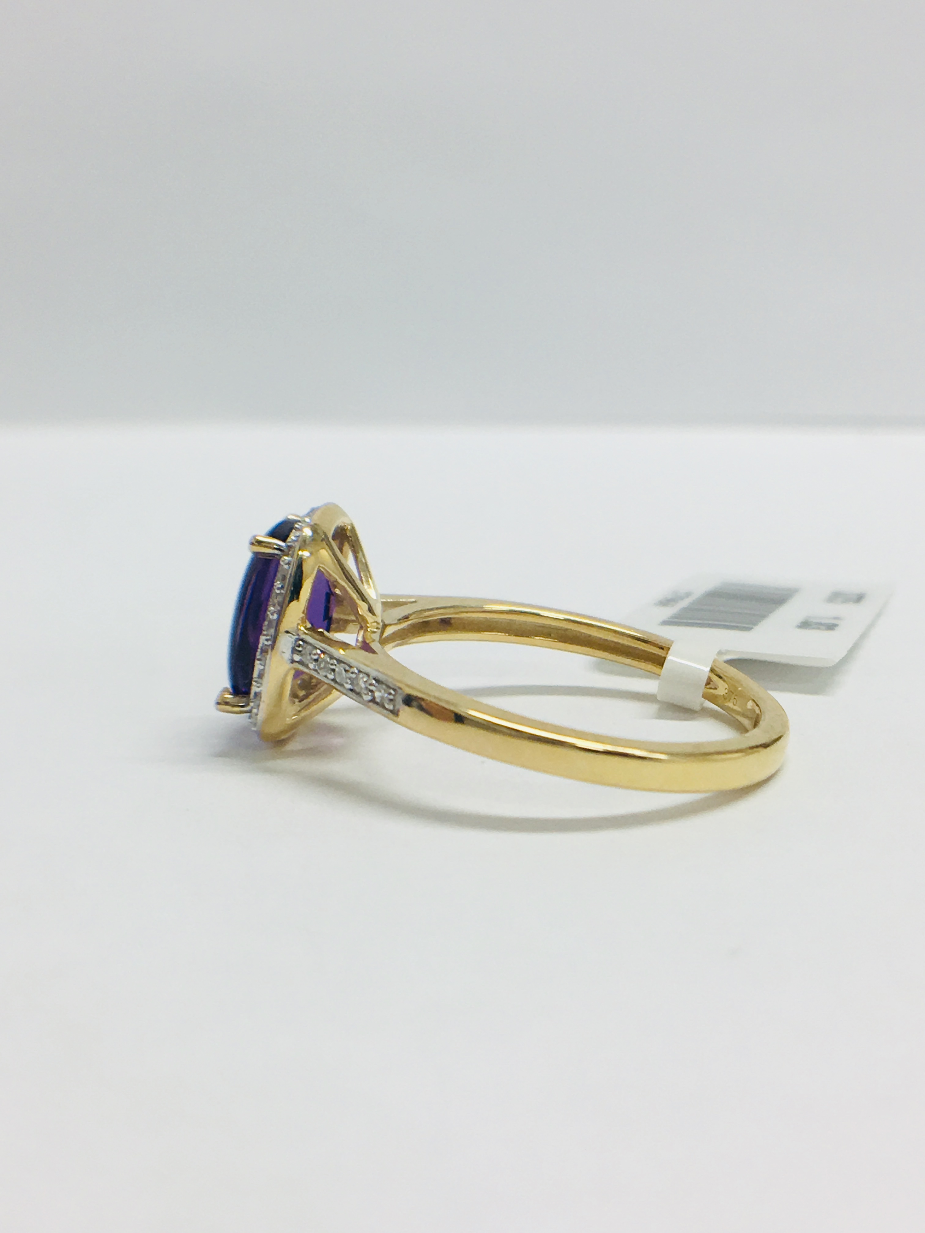 9ct yellow gold Amethyst and diamond ring - Image 4 of 11