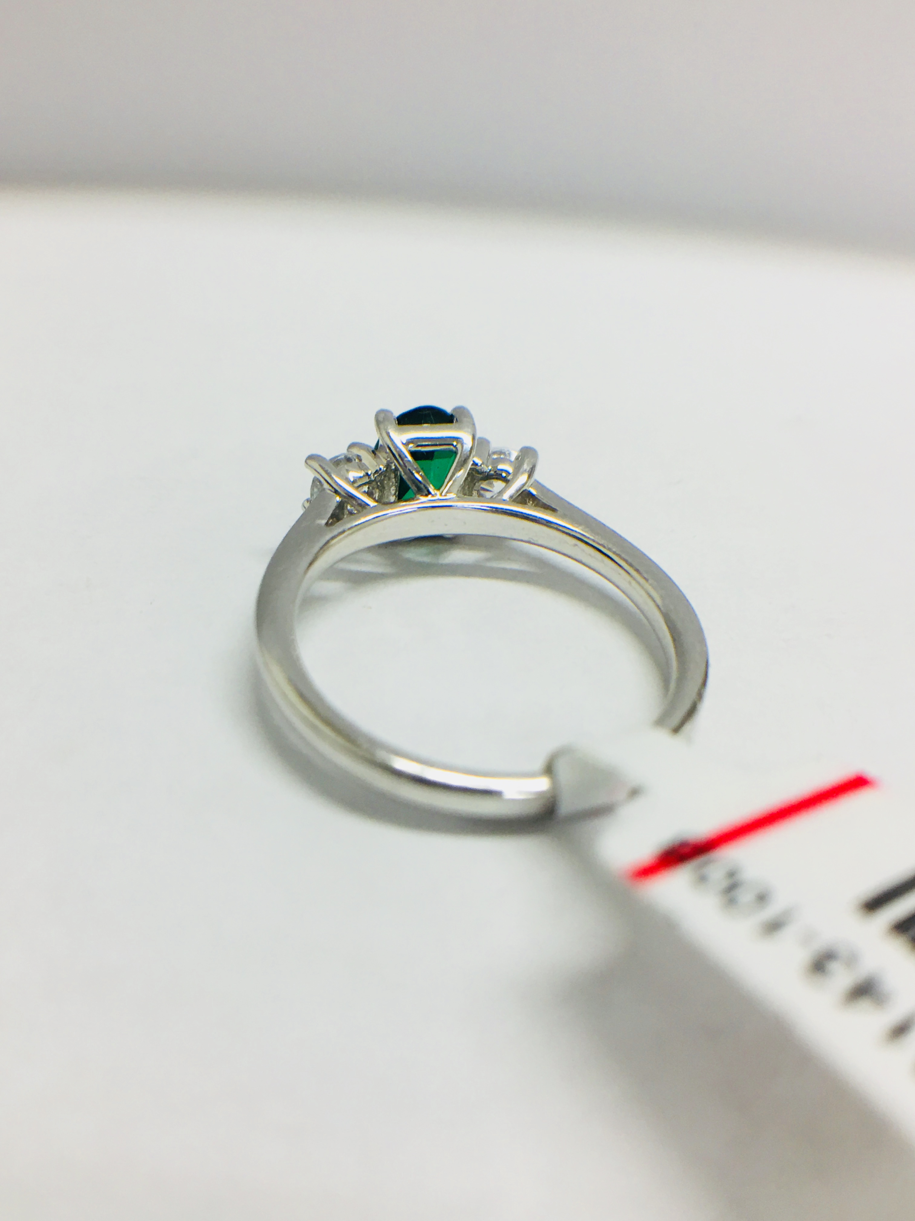 Platinum Emerald & Diamond Trilogy Ring, - Image 5 of 10