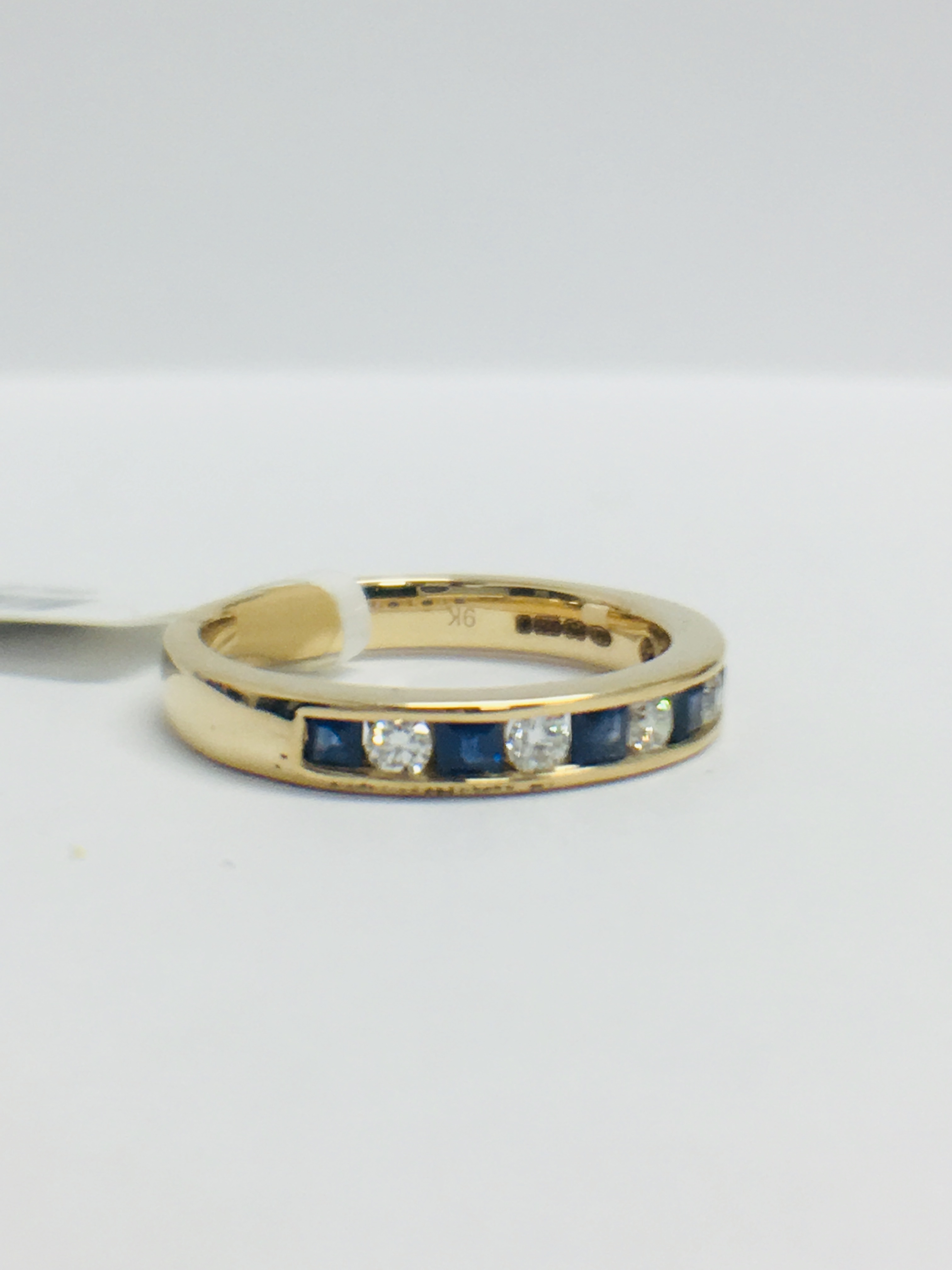 9Ct Yellow Gold Sapphire Diamond Channel Set Eternity Ring, - Image 8 of 9