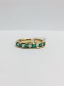 9Ct Yellow Gold Emerald Diamond Channel Set Eternity Ring,