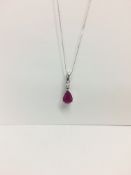 9Ct White Gold Ruby Diamond Pendant,