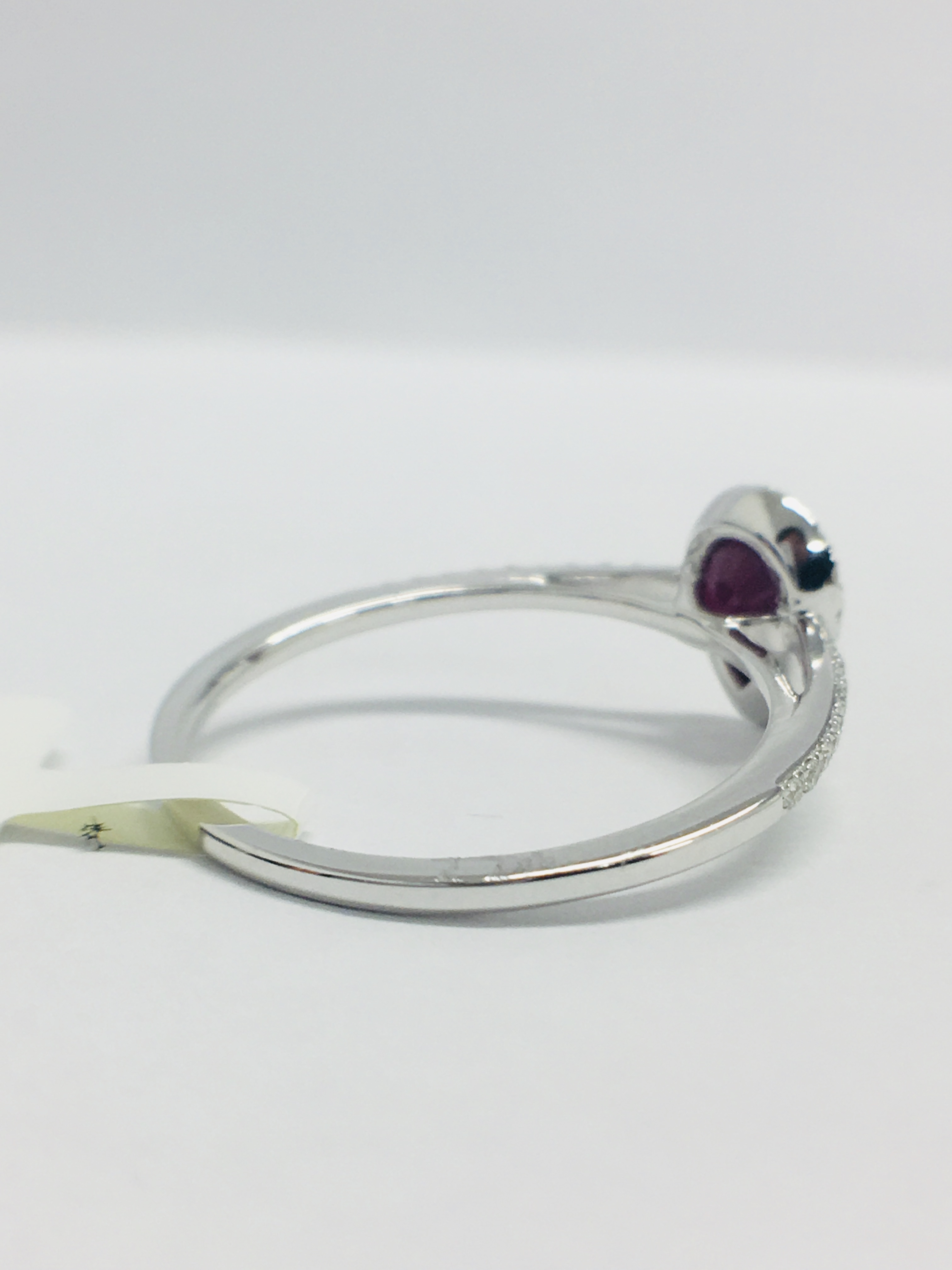9Ct White Pearshape Ruby Diamond Ring, - Image 7 of 11