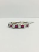 9Ct Ruby Diamond Channel Set Eternity Ring,