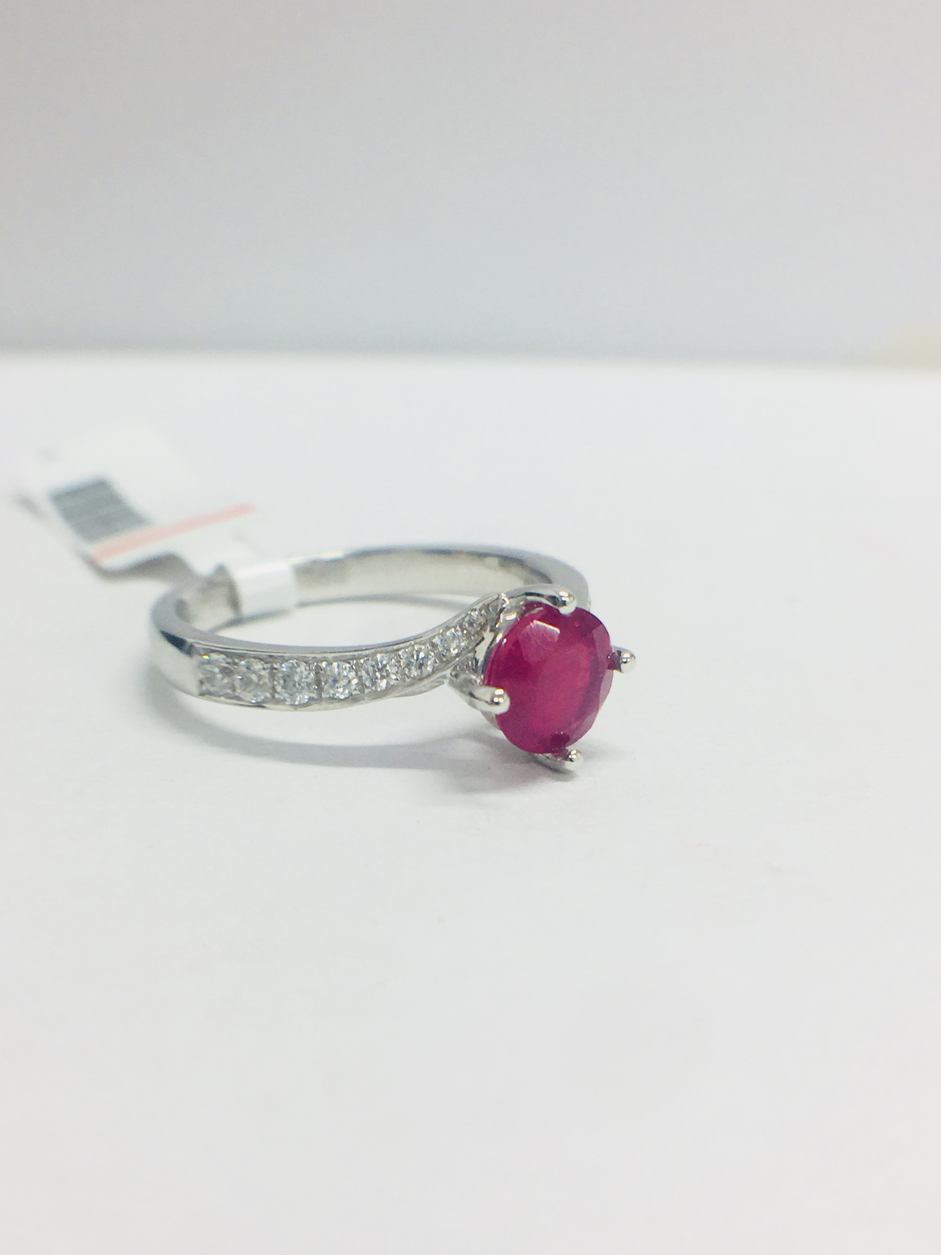 Platinum Ruby Diamond Solitaire Style Ring, - Image 9 of 11