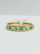 9Ct Yellow Gold Emerald And Diamond Channel Sweet Eternity Ring,