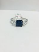 Platinum Diamond Sapphire Trilogy Ring,