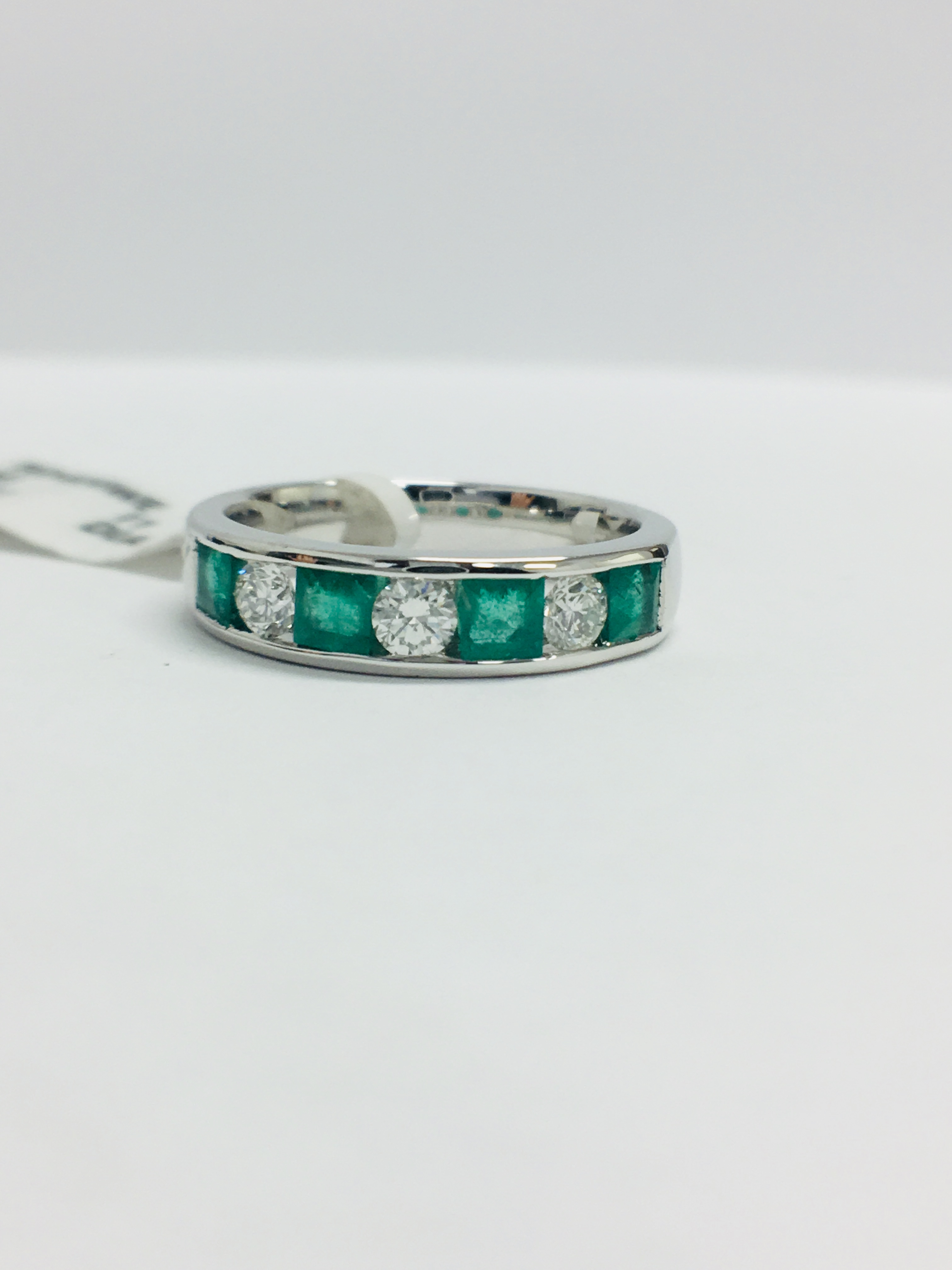 9Ct White Gold Emerald Diamond Channel Set Ring, - Image 12 of 13