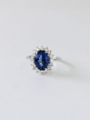 18Ct White Gold Tanzanite Diamond Cluster Ring,