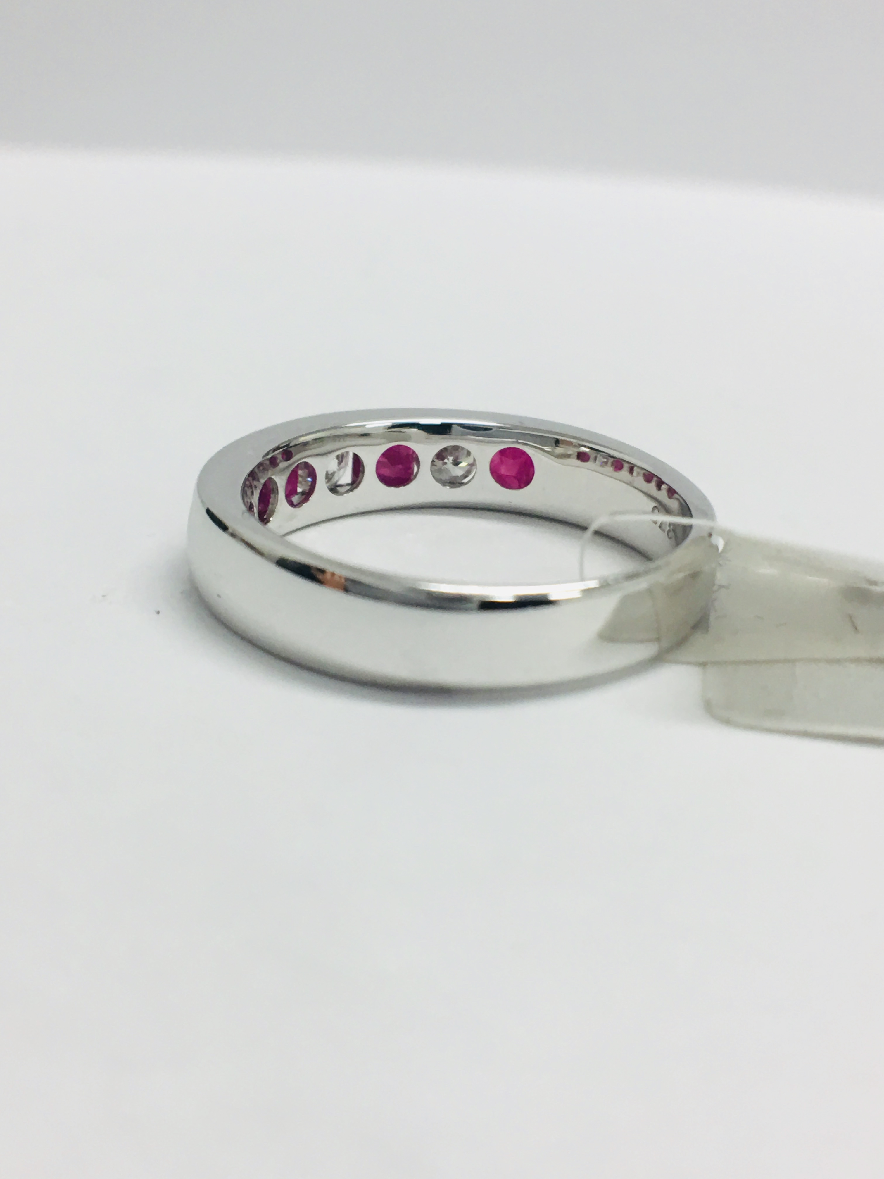 9Ct White Gold Ruby Diamond Channel Set Ring, - Image 5 of 9