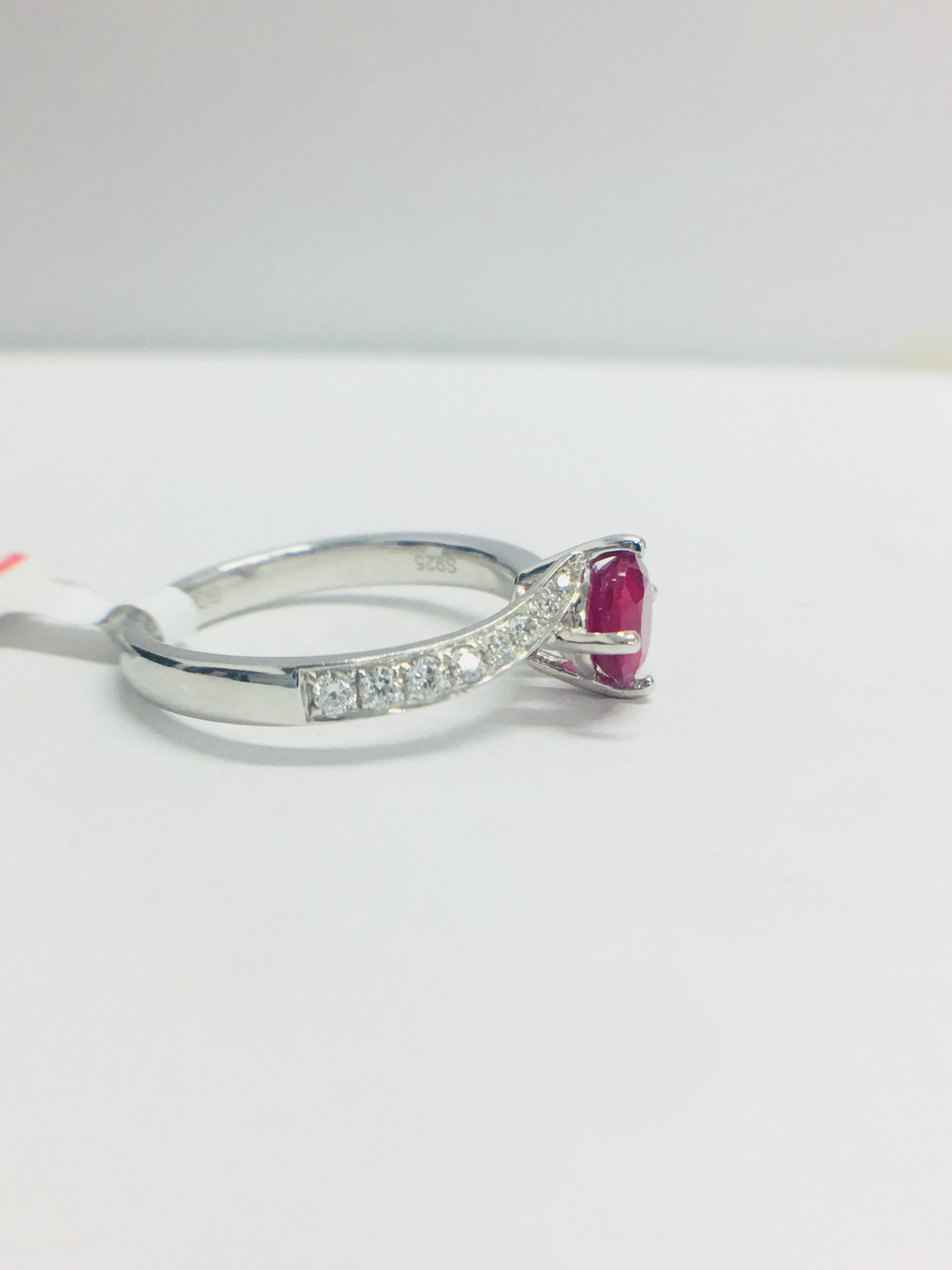 Platinum Ruby Diamond Solitaire Style Ring, - Image 8 of 11