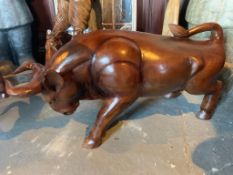 MUSUEM QUALITY HEAVY SOLDI WOOD HANDCARVED BULL