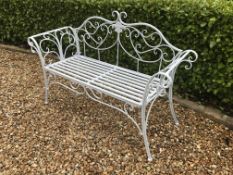 BOXED NEW ORNATE WHITE IRON BENCH