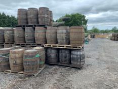 6 x OAK WHISKEY BARRELLS ON LARGE PALLET