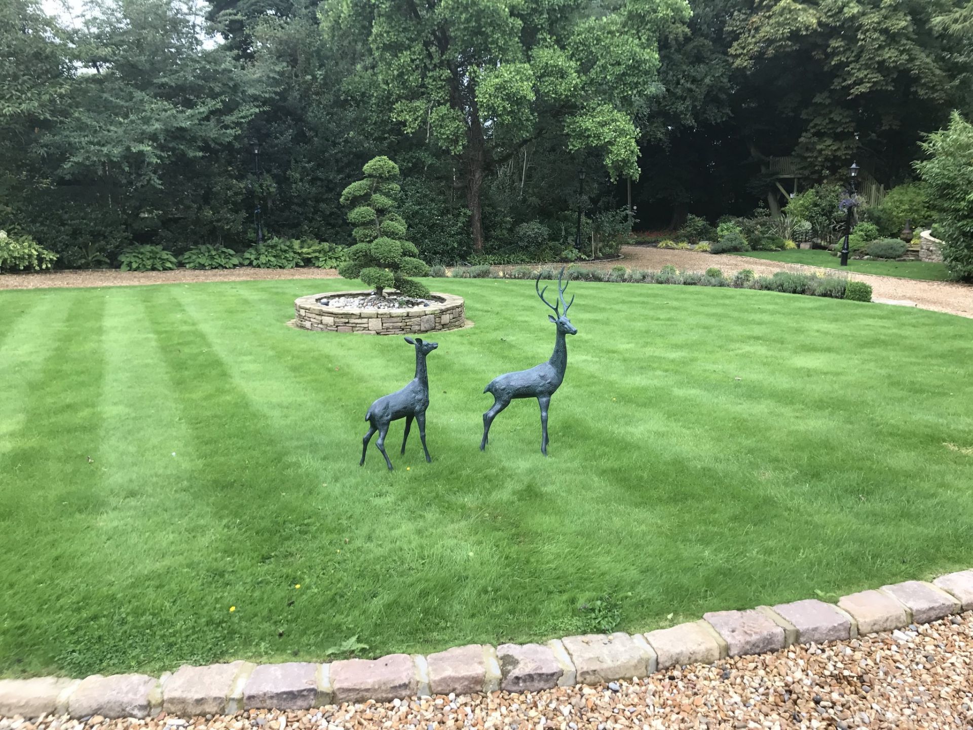 CAST METAL PAIR OF MATCHING DEERS IN VERDI BRONZE FINISH