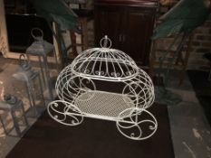 LARGE METAL WHITE CINDERELLA CARRIAGE