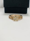 14ct Rose Gold Diamond ring featuring centre, champagne Diamond (1.00ct), claw set, with 24 round br
