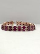 14ct Rose Gold Ruby and Diamond double row bracelet