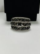 18ct White Gold Diamond ring featuring, 73 round brilliant cut, black Diamonds (1.01ct TDW), with 80