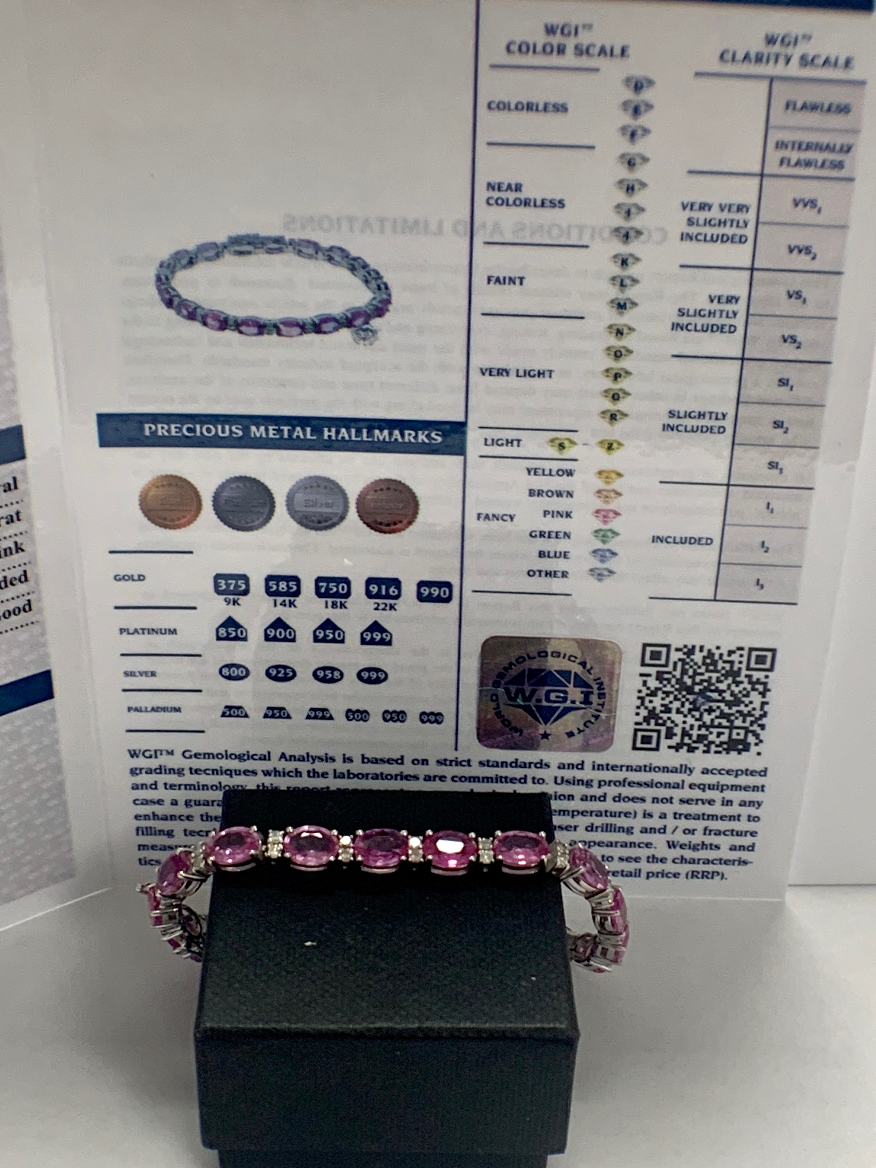14ct White Gold Sapphire and Diamond bracelet featuring, 19 oval cut, pink Sapphires (15.93ct TSW) - Image 11 of 11