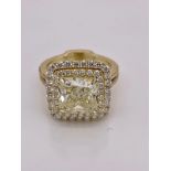 18ct yellow 4ct radaiant Cut fancy yellow diamond ring