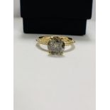 14ct Yellow Gold Diamond ring featuring centre, round brilliant cut, cognac Diamond (2.03ct), claw s