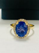 14ct Yellow Gold Tanzanite and Diamond ring