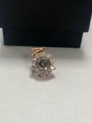 14ct Rose Gold Diamond pendant featuring centre, round brilliant cut, cognac Diamond (0.81ct)