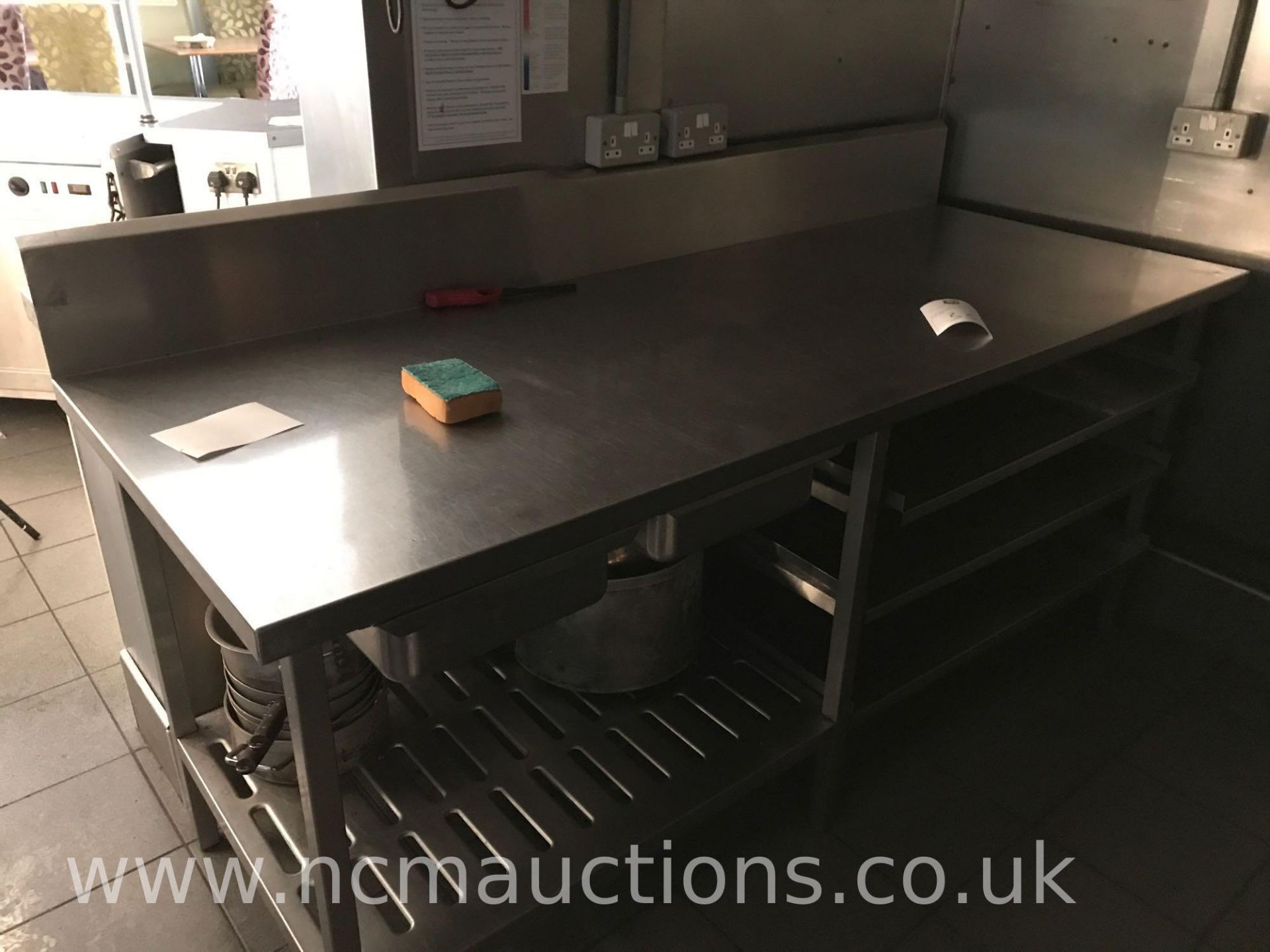 Stainless steel counter and 3x shelves