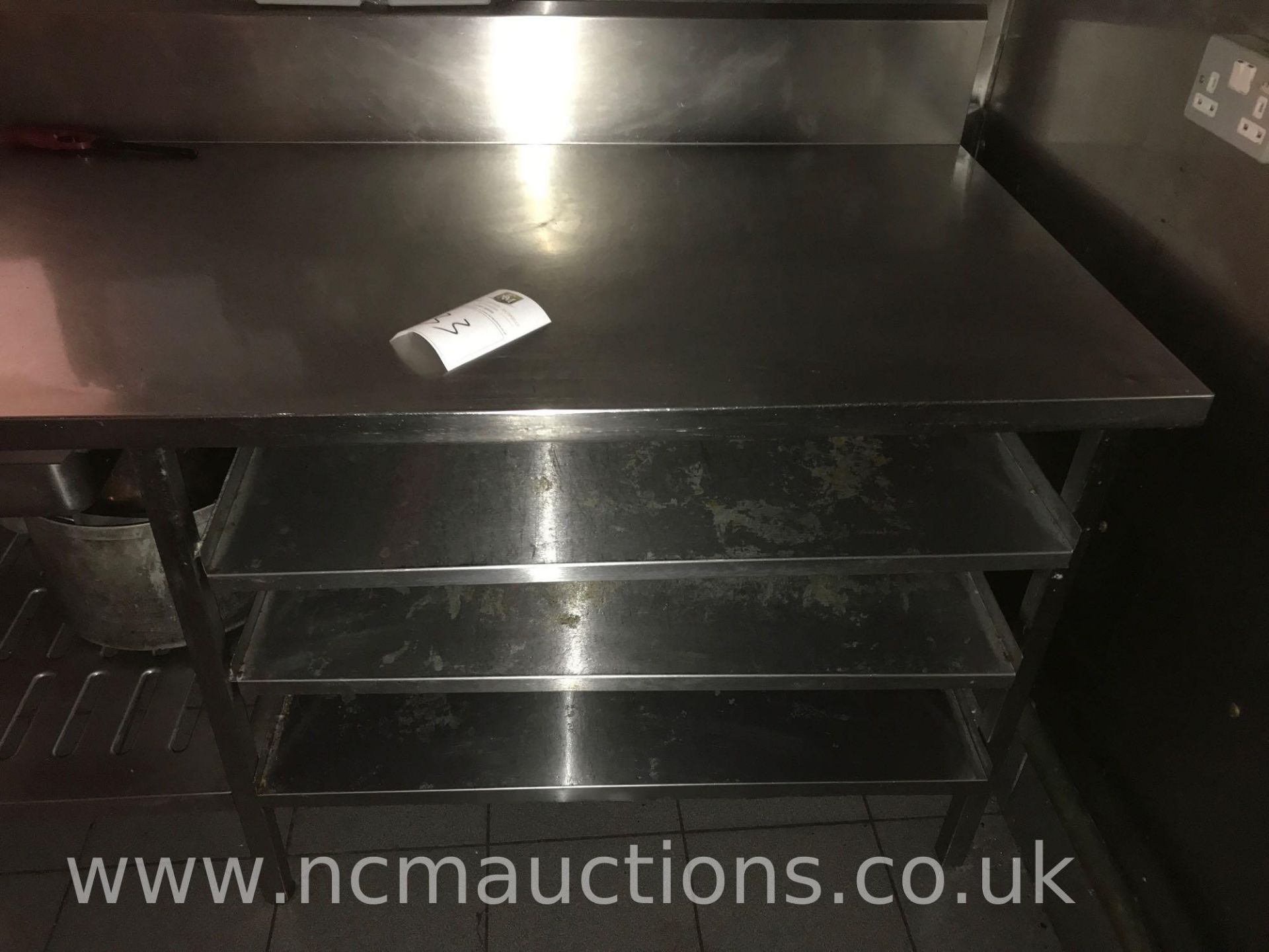 Stainless steel counter and 3x shelves - Image 3 of 4