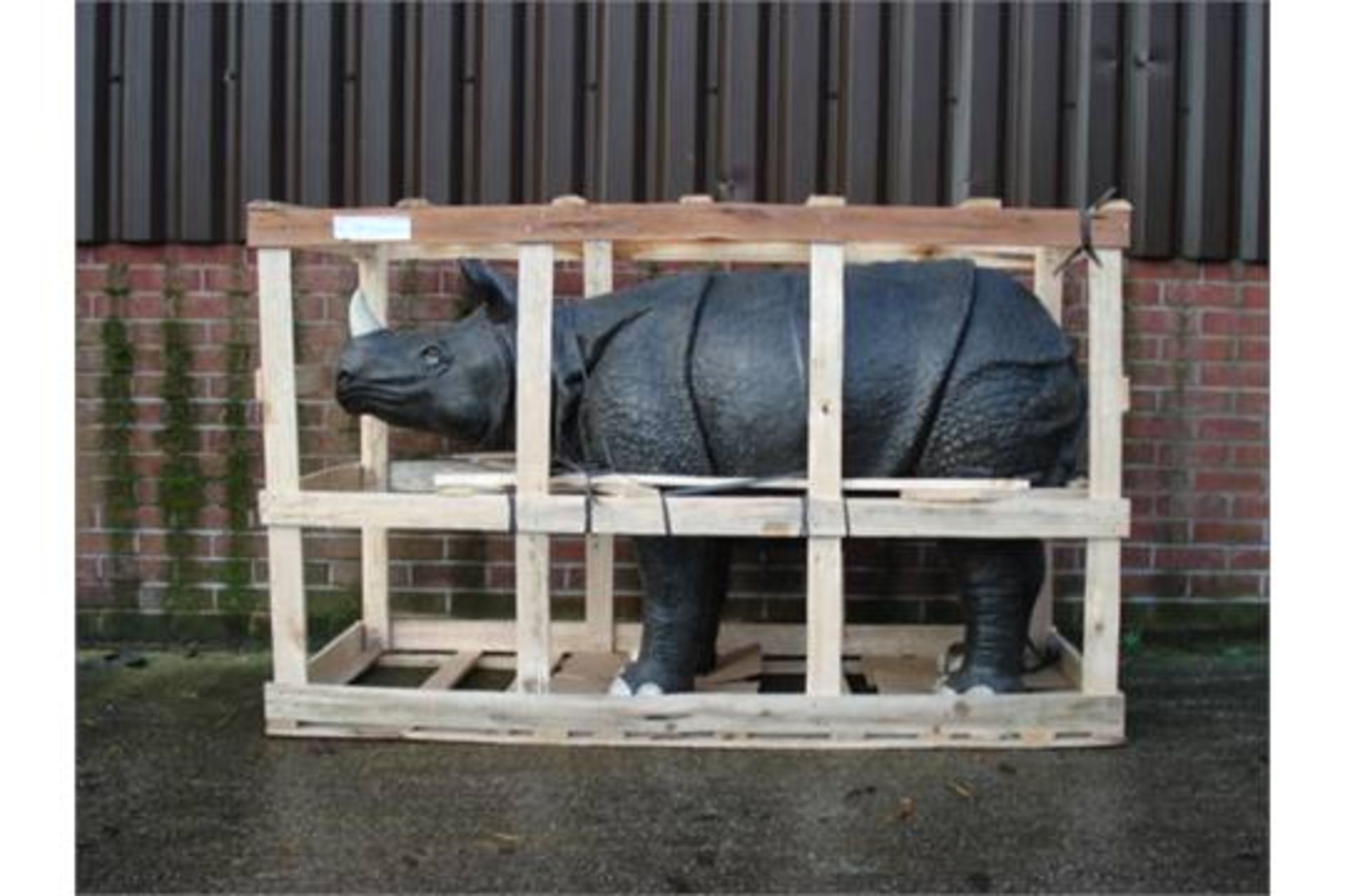 6FT LONG MASSIVE CRATED RHINO STATUE