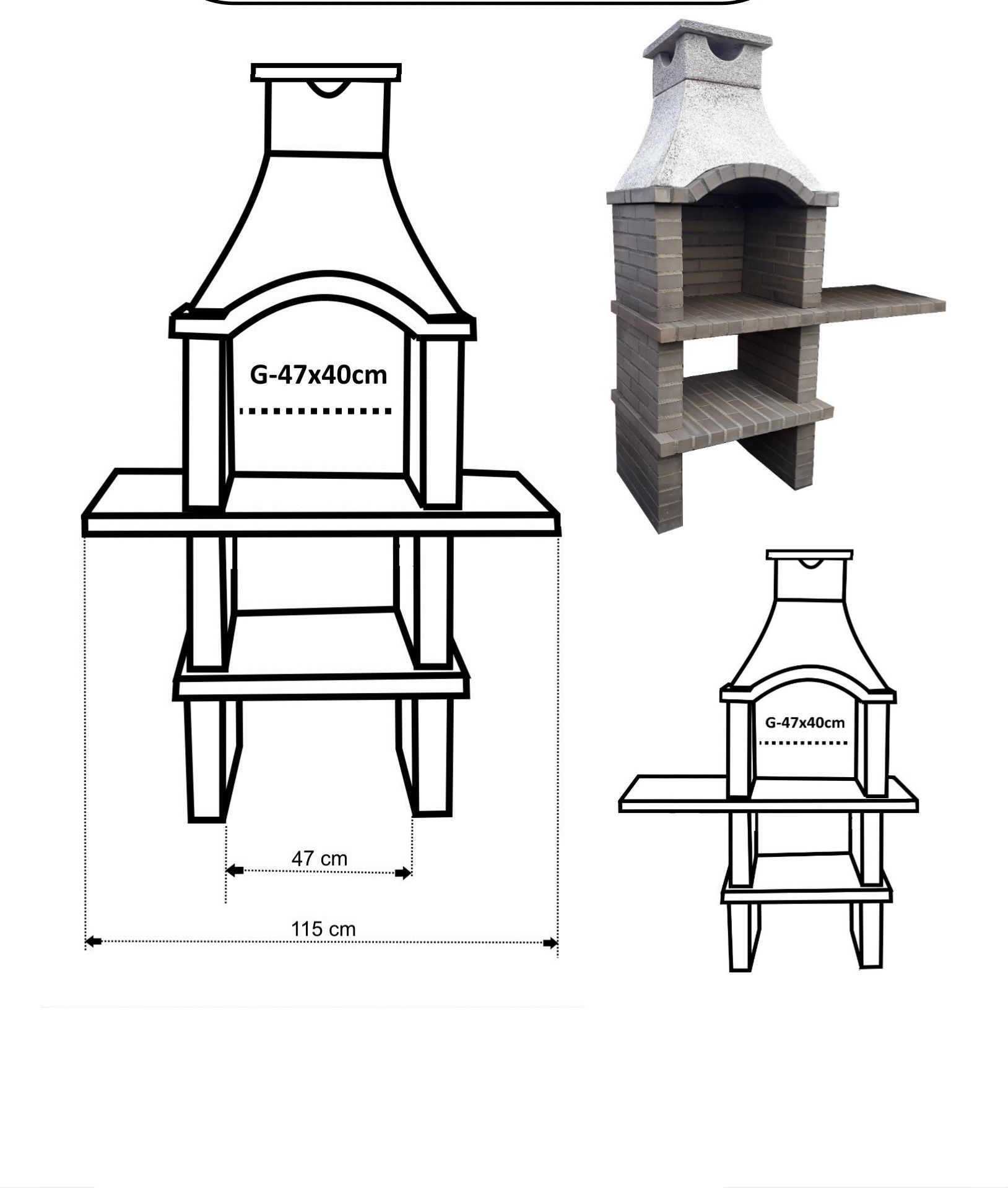 NEW High Quality Palleted outdoor Brick BBQ and chimney with PROFESSIONAL GALV FIRE TRAY AND RACK