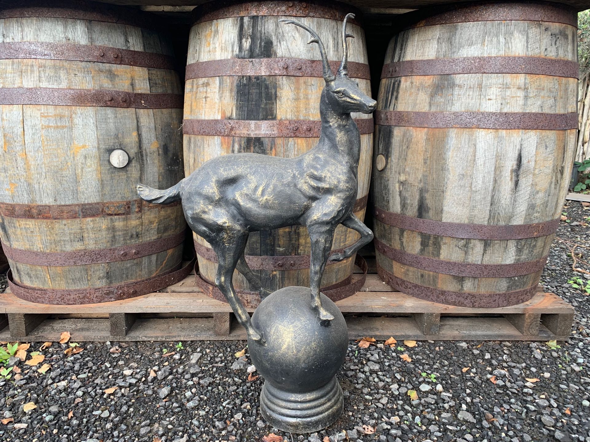 CAST IRON STAG ON BALL