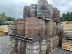 6 x OAK WHISKEY BARRELLS ON LARGE PALLET