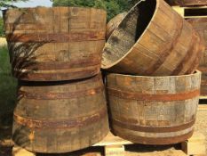 4 X HALF CUT OAK WHISKEY BARRELL PLANTERS