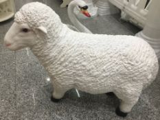 PAIR X 2 CRATED LAMB RESIN LIFESIZE STATUES