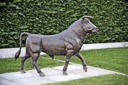 EXCEPTIONAL 2M LONG REAL BRONZE BULL STATUE