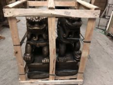 PAIR CRATED HIGHLY DETAILED CHINESE LIONS