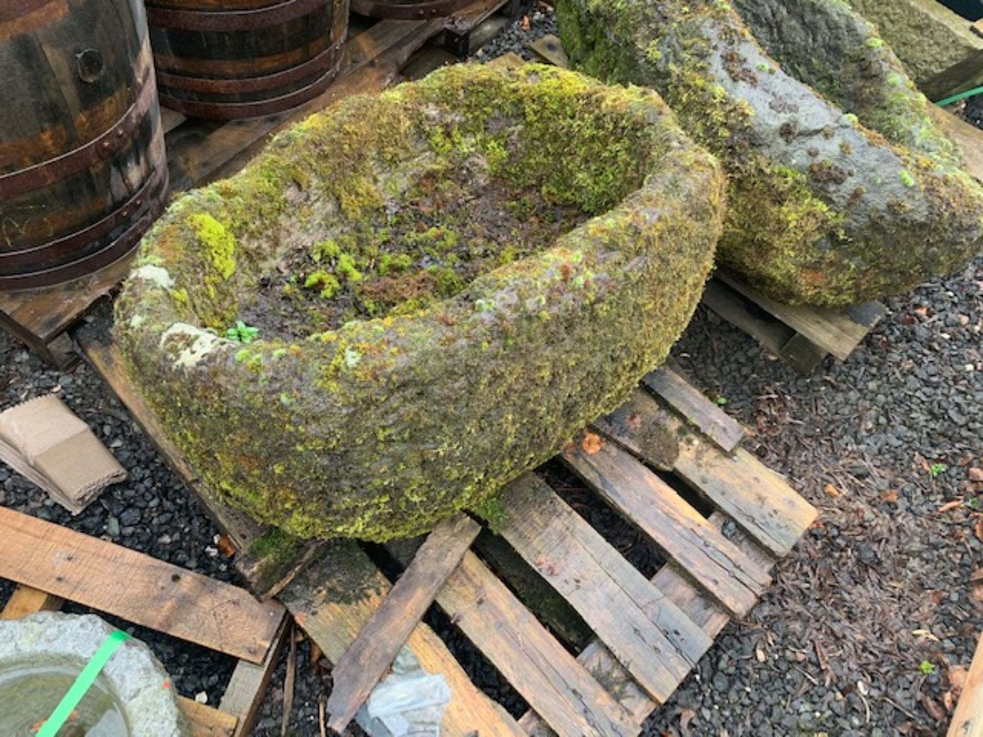 MASSIVE ANTIQUE STONE TROUGH ON PALLET