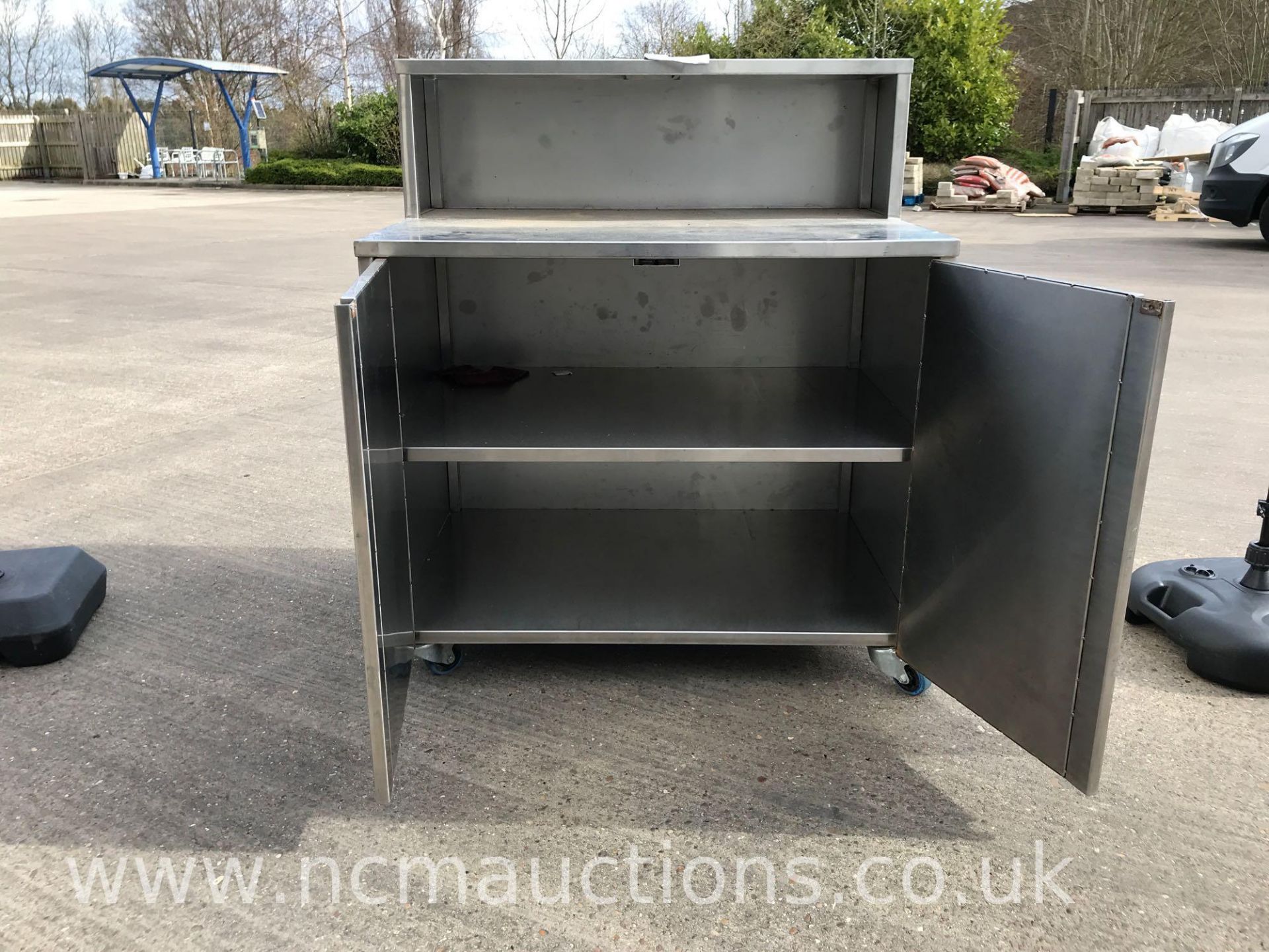 Stainless Steel Cupboard With Work Bench On Castor Wheels - Image 4 of 7