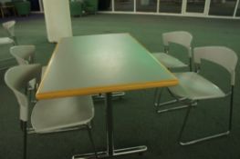 1x bistro table with 2x chairs, 12000mm x 750mm