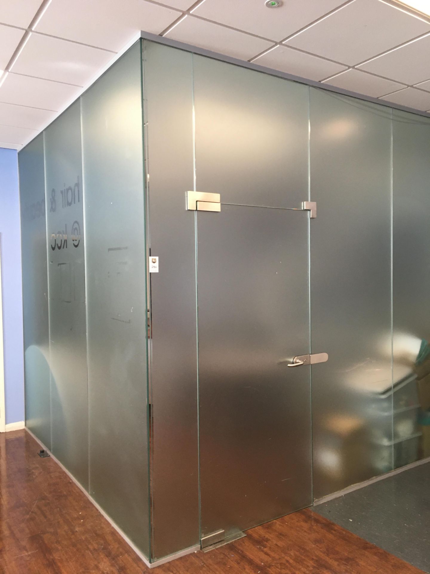 Toughend Glass 2 Sided Partition Wall with Single Door