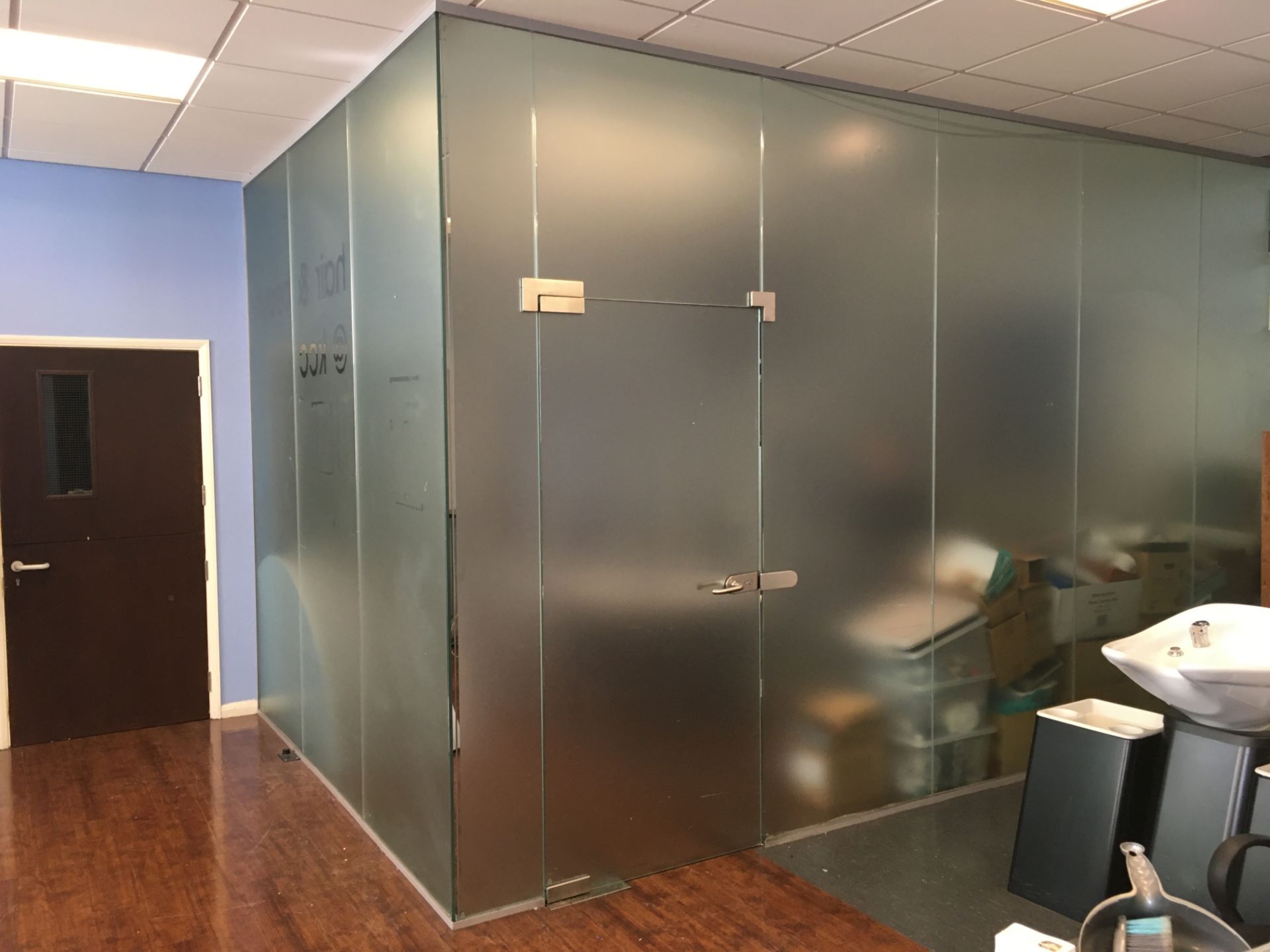 Toughend Glass 2 Sided Partition Wall with Single Door - Image 3 of 4