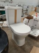 White toilet with cistern