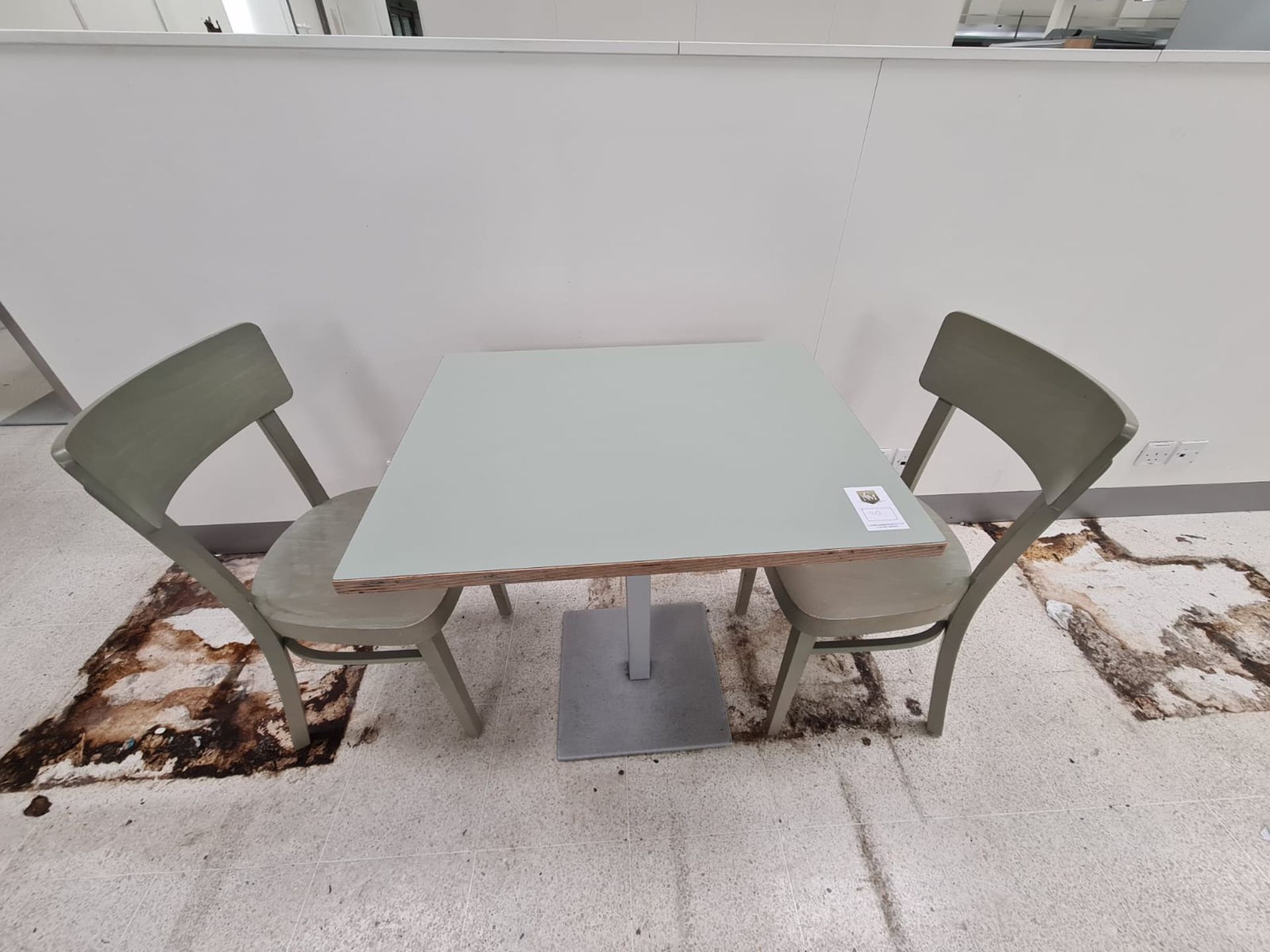 Restraunt Table and 2 Green Chairs