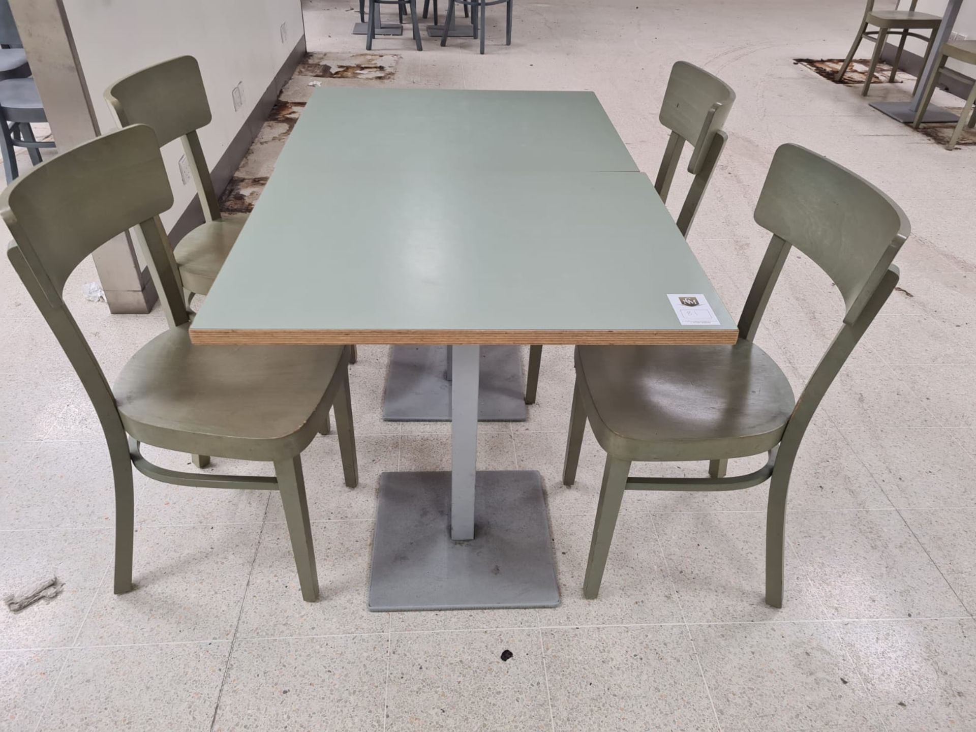 Restraunt Table x2 and 4 Green Chairs
