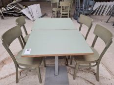 Restaurant Table x2 and 4 Green Chairs